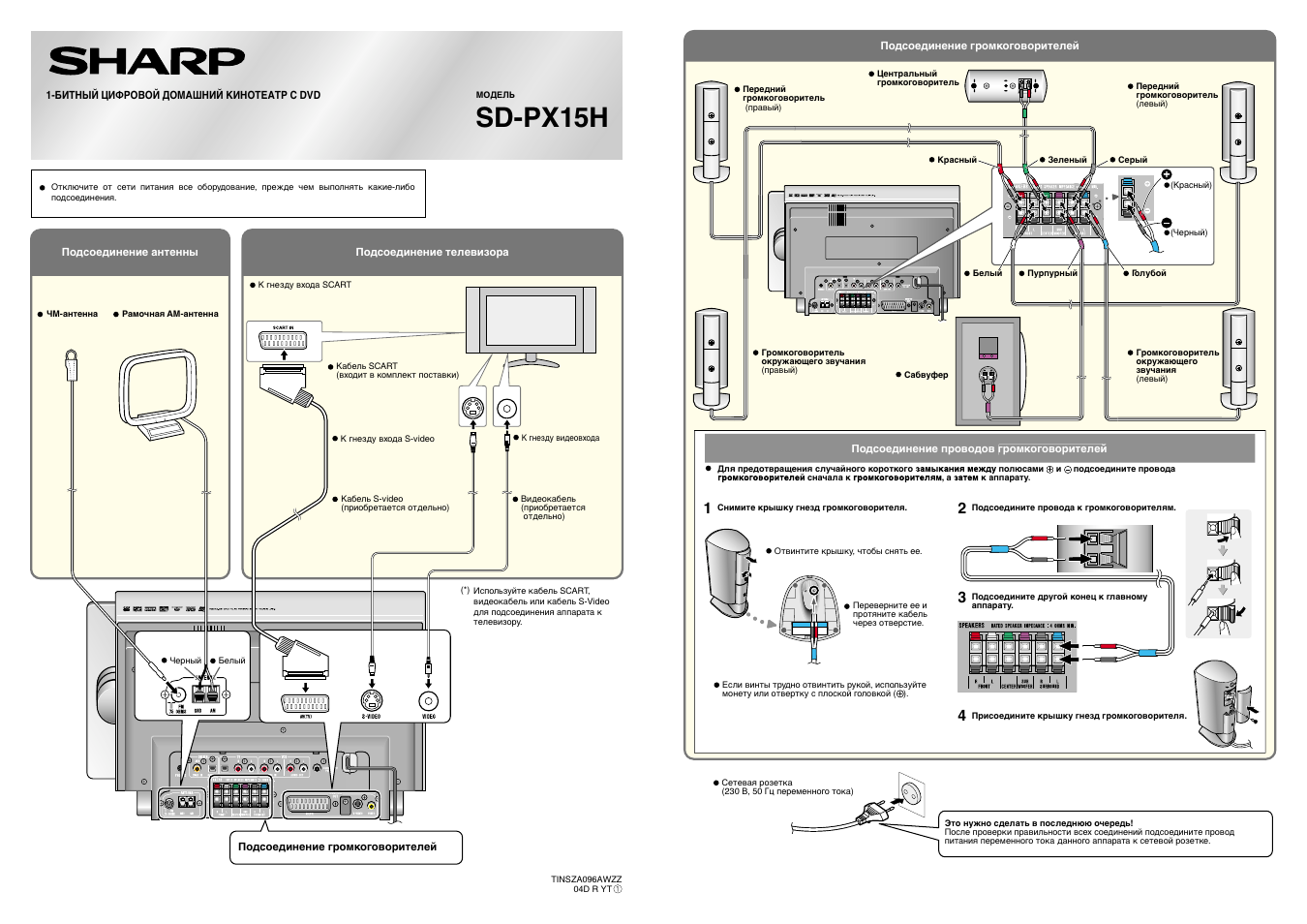 Инструкция по эксплуатации Sharp SD-PX15H | 2 страницы