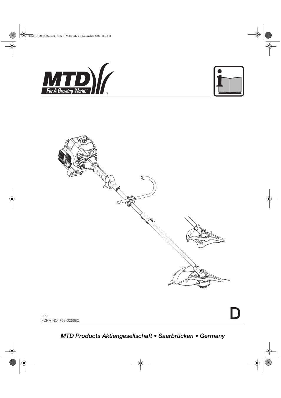 Инструкция по эксплуатации MTD L 09 2-тактный триммер (серия 790 M AST) | 25 страниц
