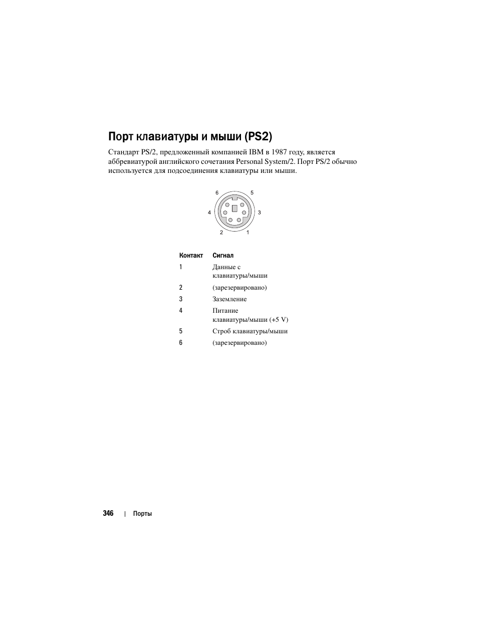 Порт клавиатуры и мыши (ps2) | Инструкция по эксплуатации Dell Inspiron 560 | Страница 346 / 384