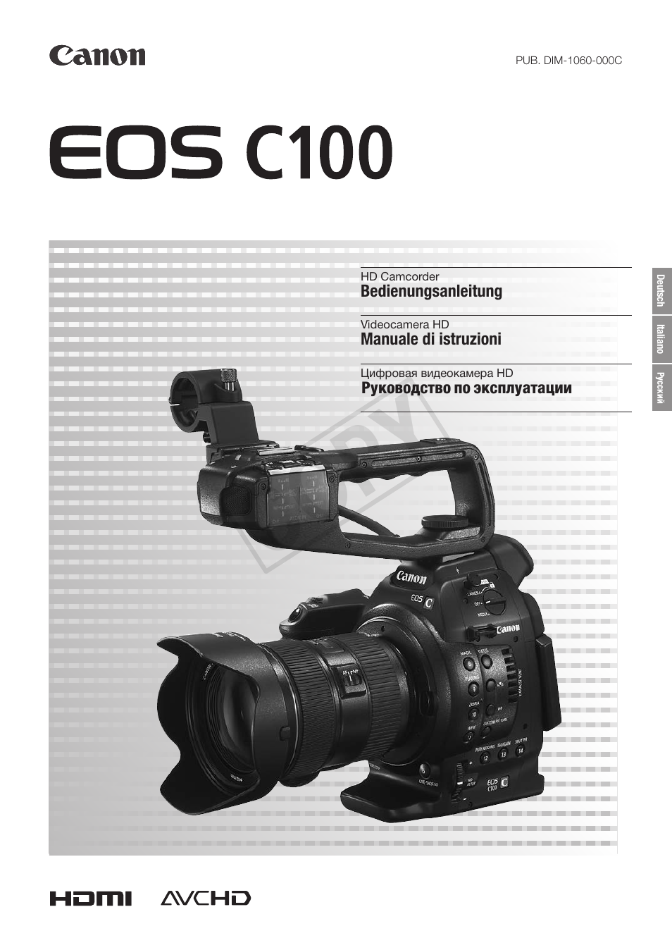 Инструкция по эксплуатации Canon EOS C100 | 173 страницы