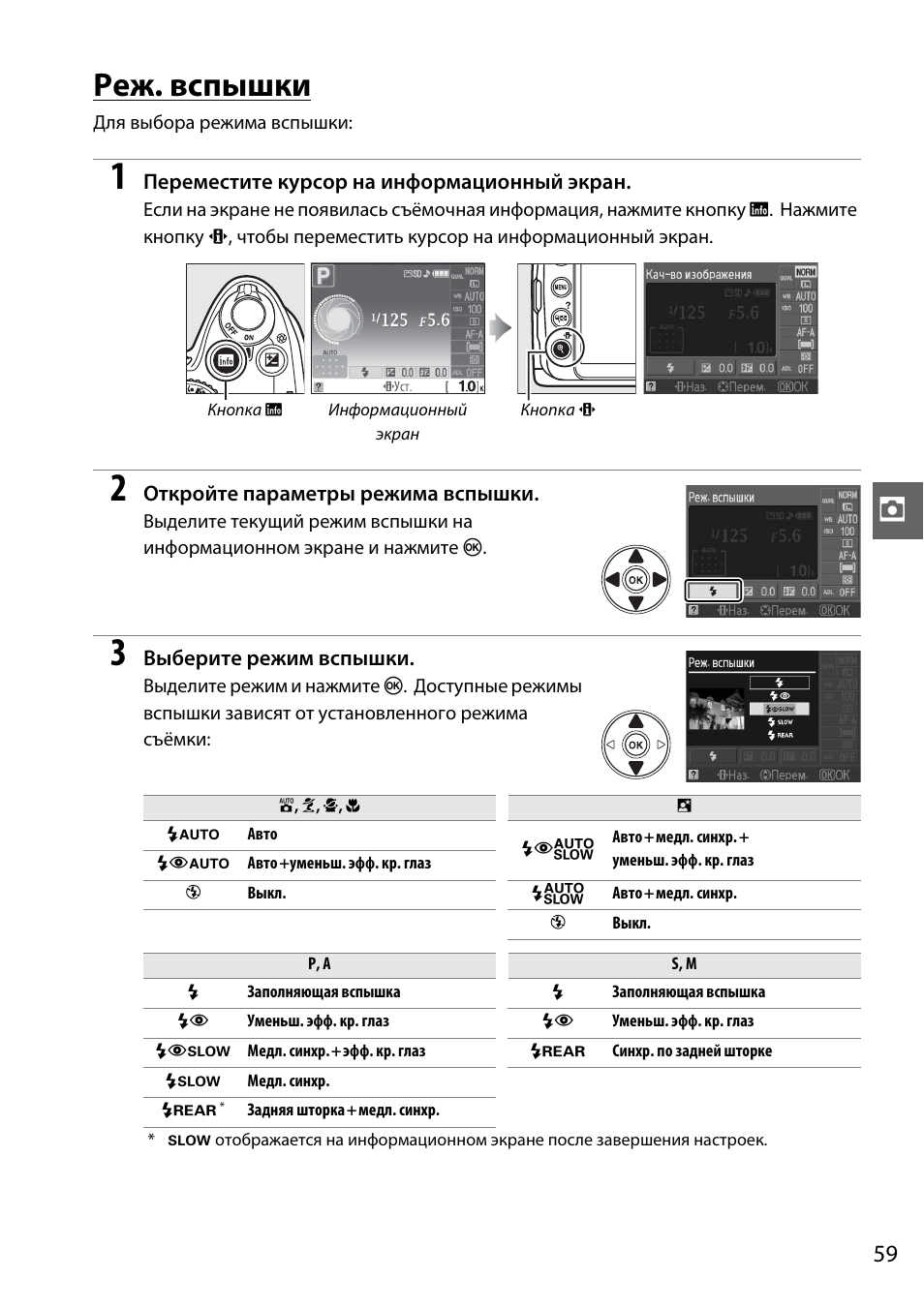 Реж. вспышки | Инструкция по эксплуатации Nikon D3000 | Страница 77 / 216