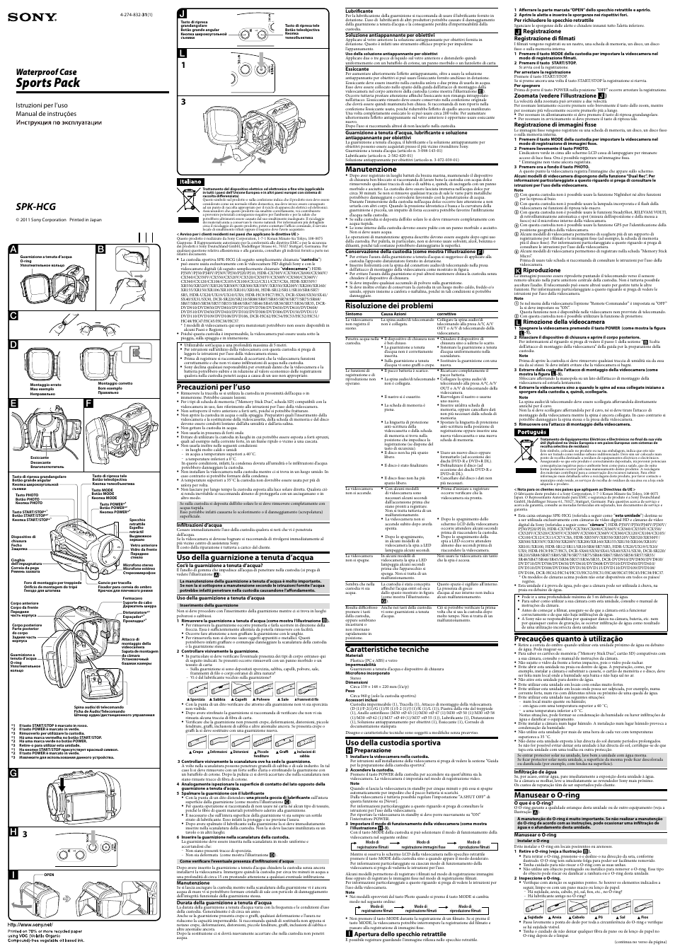 Инструкция по эксплуатации Sony SPK-HCG | 2 страницы