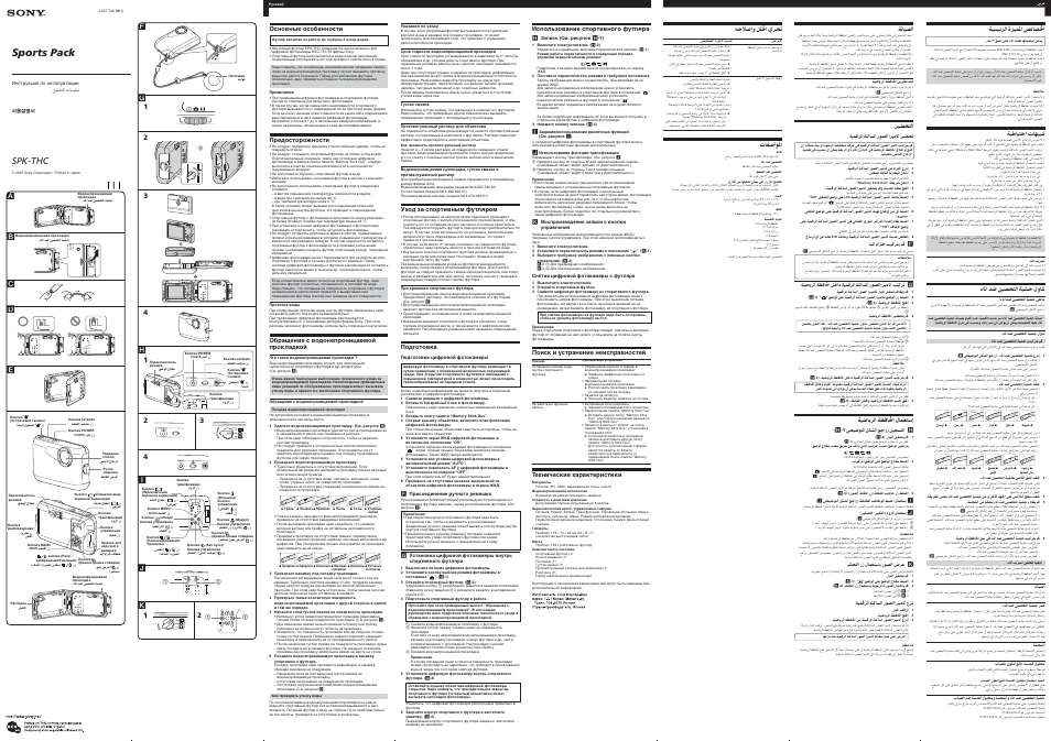 Инструкция по эксплуатации Sony SPK-THC | 2 страницы