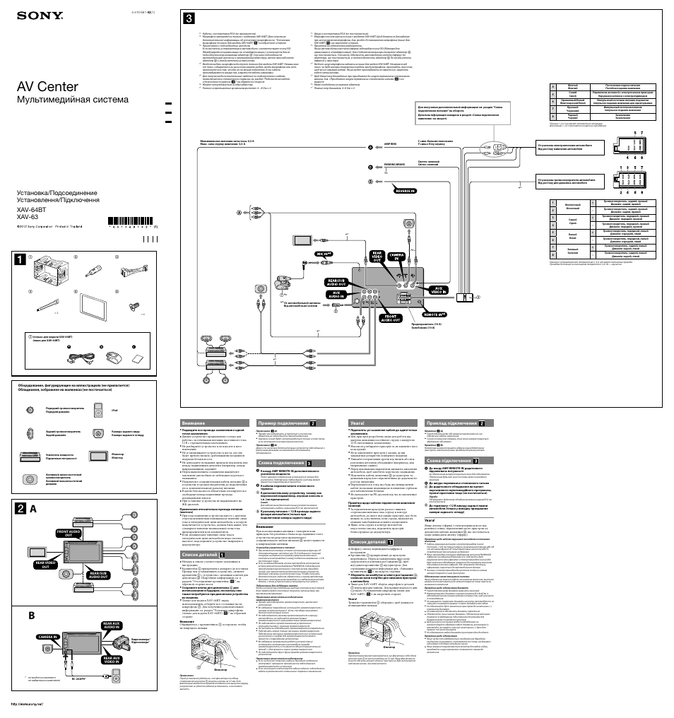 Инструкция по эксплуатации Sony XAV-63 | 2 страницы