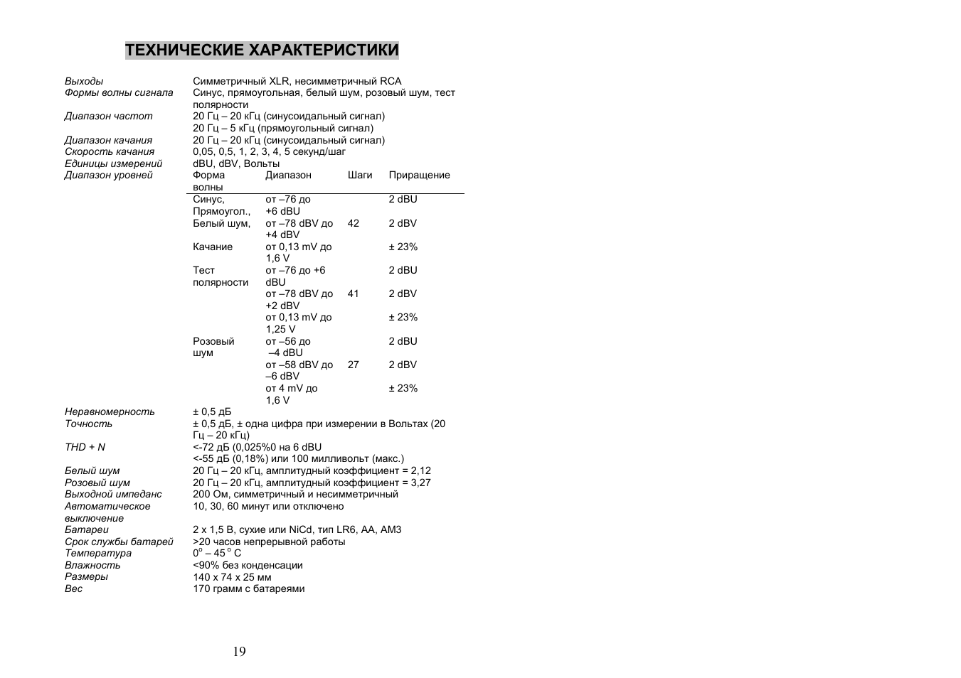 Технические характеристики | Инструкция по эксплуатации Nti minirator_mr1 | Страница 10 / 10
