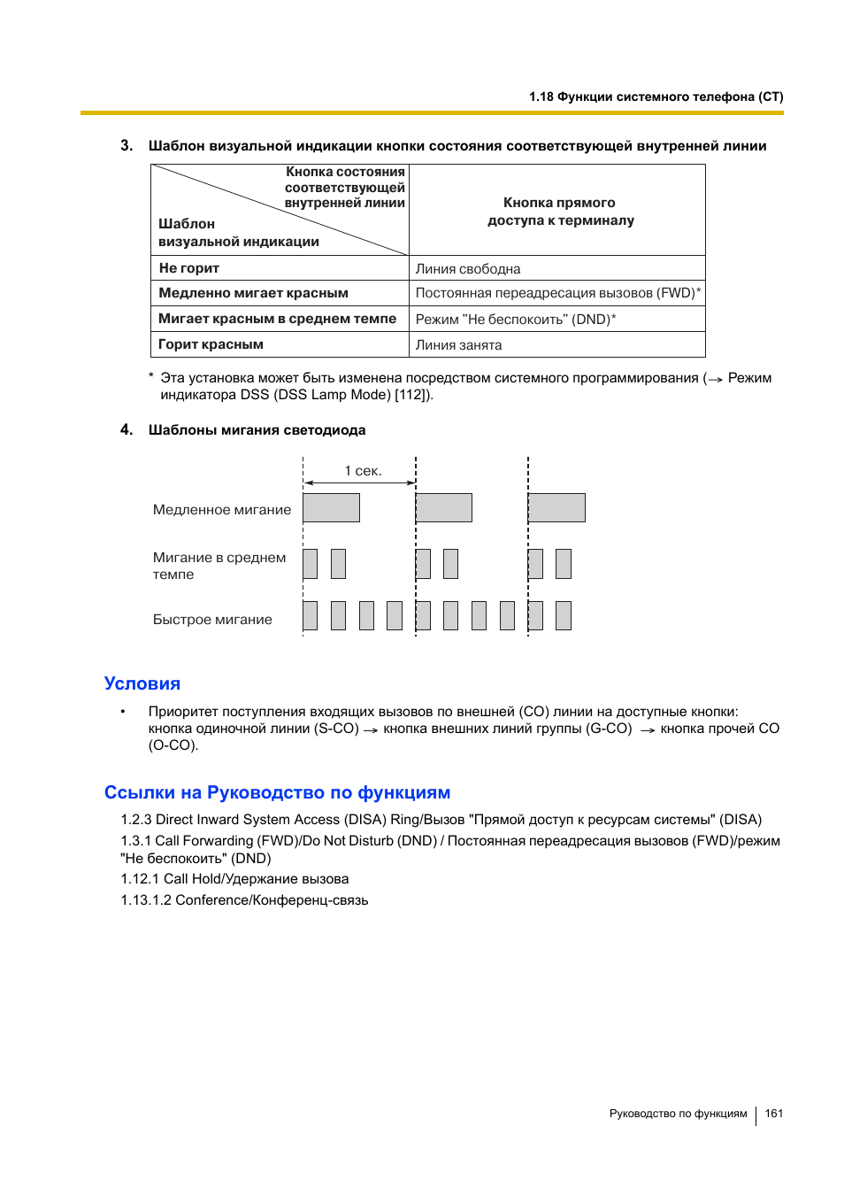 Условия, Ссылки на руководство по функциям | Инструкция по эксплуатации Panasonic KX-TEA308RU | Страница 161 / 318