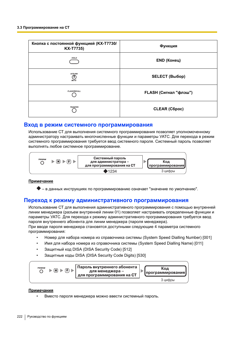 Вход в режим системного программирования | Инструкция по эксплуатации Panasonic KX-TEA308RU | Страница 222 / 318