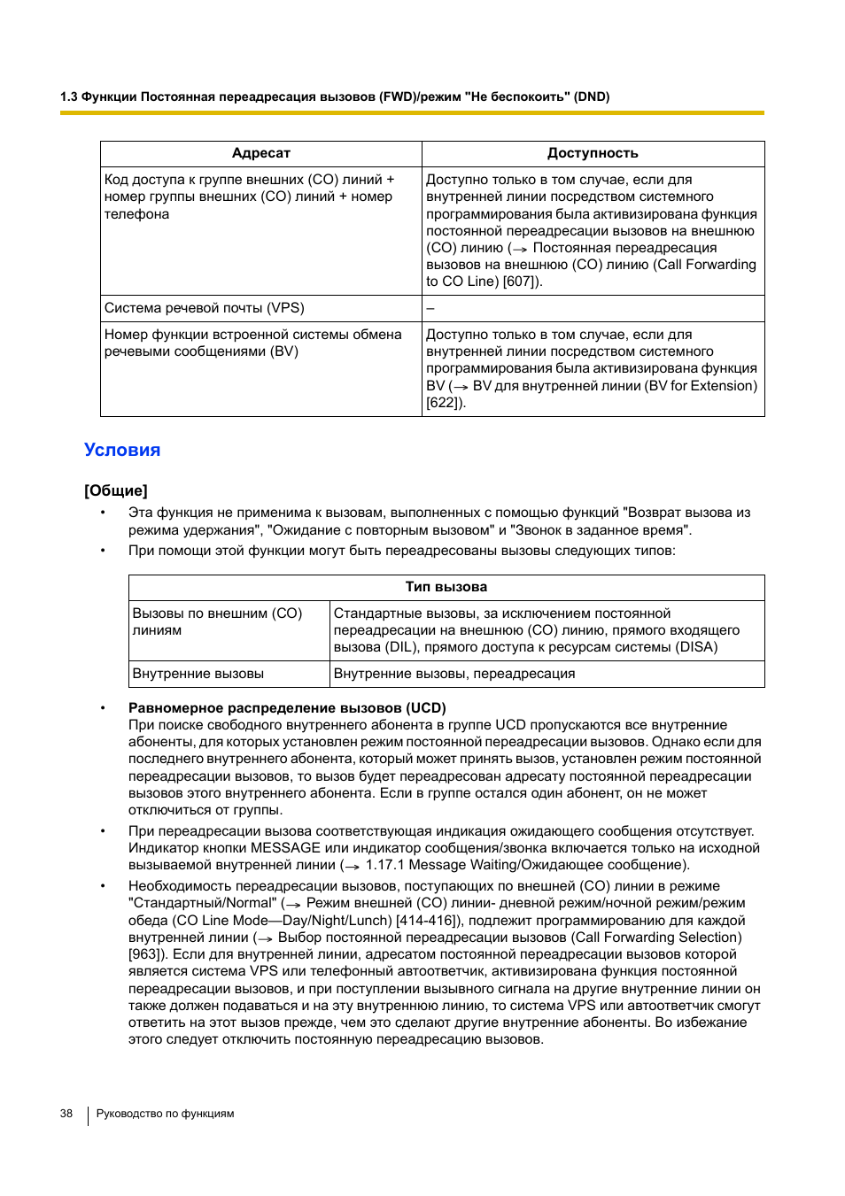 Условия | Инструкция по эксплуатации Panasonic KX-TEA308RU | Страница 38 / 318